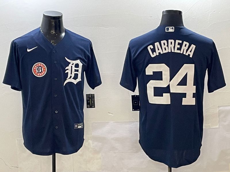 Men Detroit Tigers 24 Cabrera Blue Game 2025 Nike MLB Jersey style 3